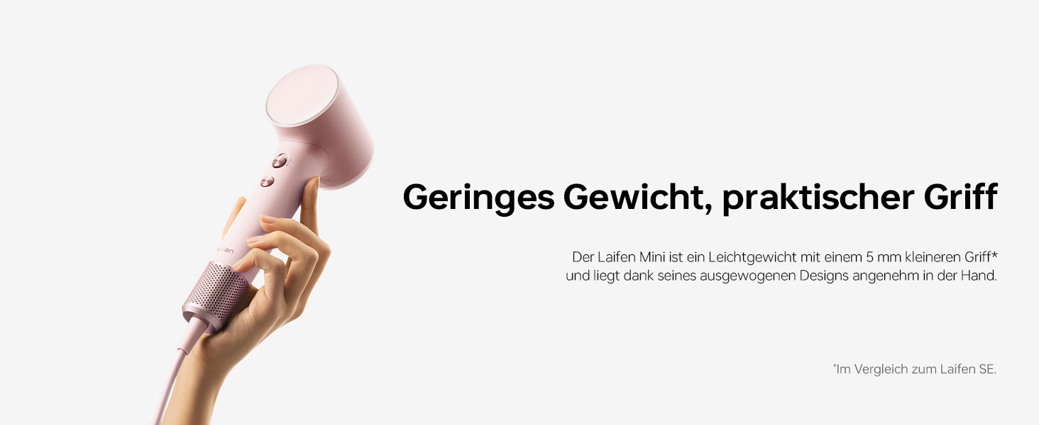 Компактний фен для волосся Laifen Mini з безщітковим мотором 110 000 об/хв та іонізацією, швидке сушіння, низький рівень шуму, колір: рожевий