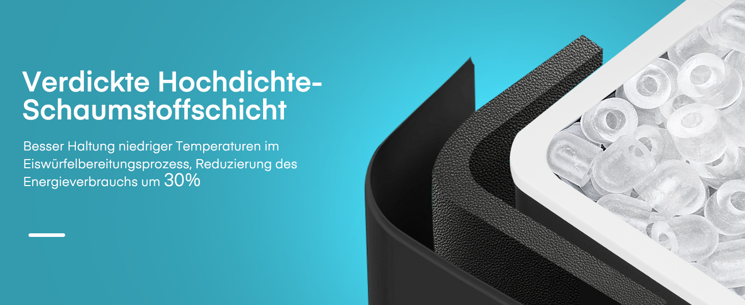 Льодогенератор Fohere портативний самоочисний, 14 кг/24 год, 2 розміри льоду, компактний, чорний - для дому, бару, офісу, кемпінгу