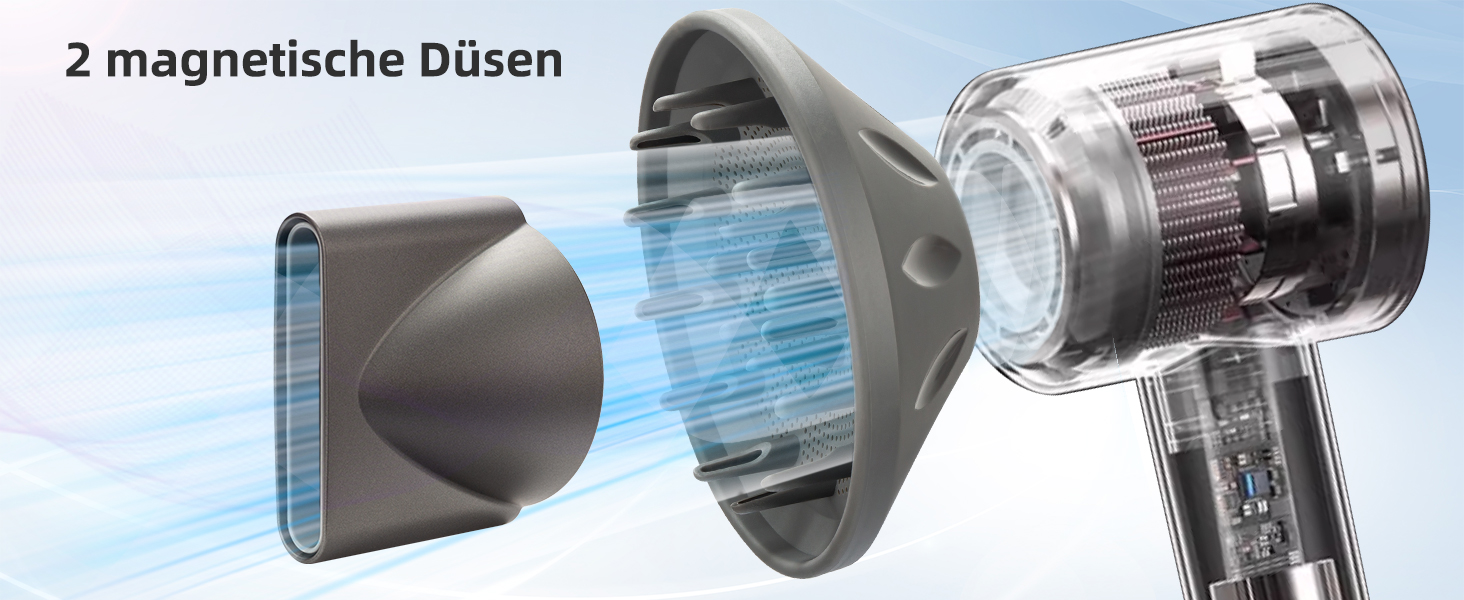 Професійний високошвидкісний фен для волосся з дифузором, 130 000 об/хв, з іонізацією (500 млн негативних іонів), 4 температурні режими та 2 швидкості