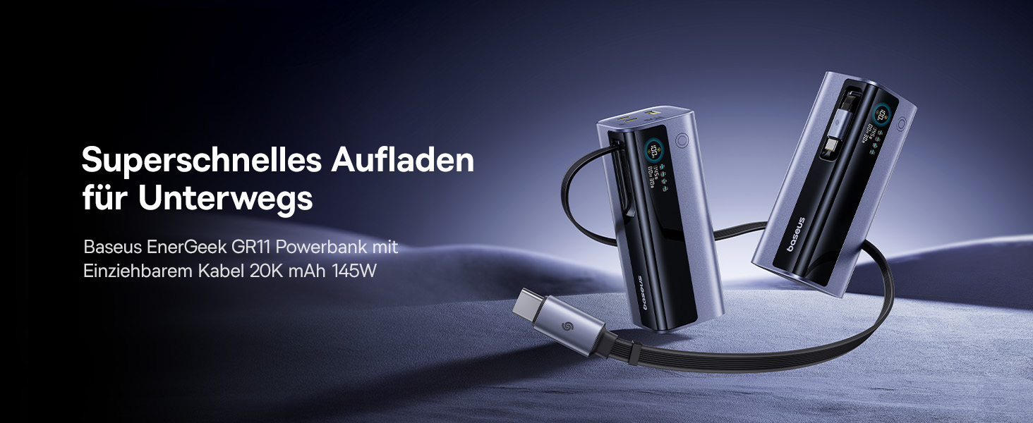 Powerbank Baseus EnerGeek для ноутбука: 20000mAh, 100W, 2x USB-C PD 3.0, Digital Display, сумісний з MacBook, Dell, HP, SteamDeck, iPhone, Samsung