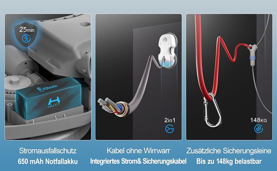 Робот-прибиральник вікон HUTT S7 з функцією розпилення, 5500Pa, 3D-подушка, 80мл бак, автоматичний, з багаторазовим захистом, 8 мікрофібра, у кейсі