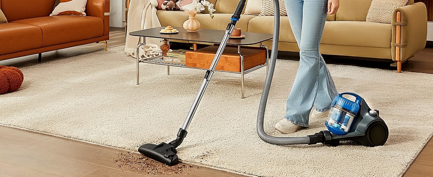 Пылесос Eureka WhirlWind без мешка, потужний, компактний та легкий, для твердих підлог та килимів, HEPA-фільтр, радіус дії 8м, 700W, об'єм 1,5л, блакитний