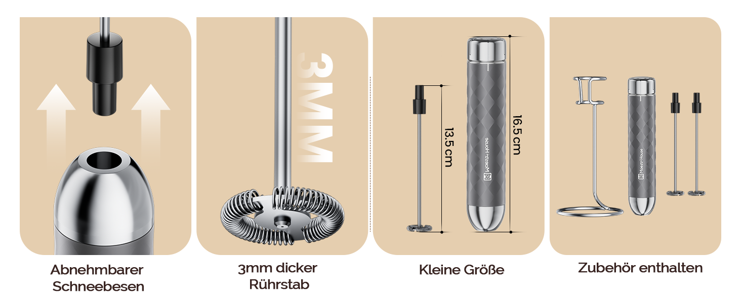 Електричний пінний балон Maestri House LunaFro 2.0 (сірий): бездротовий міксер з регулюванням швидкості та нержавіючою сталею