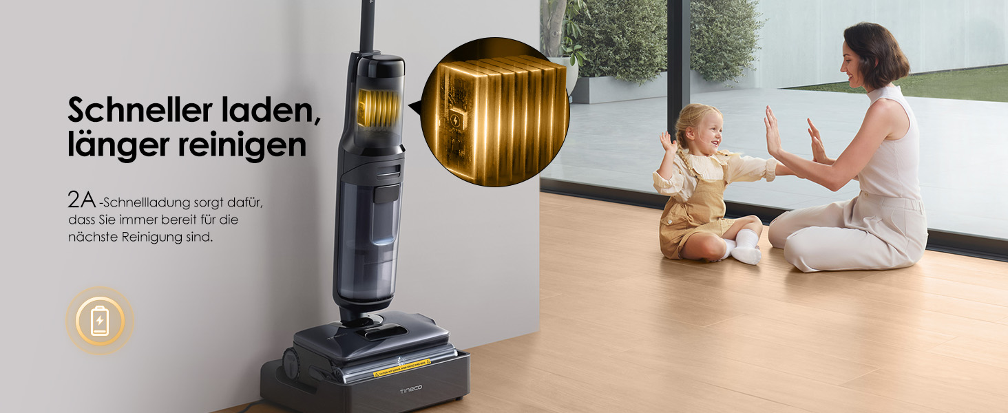Tineco Floor One S7 Stretch Steam: Акумуляторний пилосос 2-в-1 для вологого та сухого прибирання, 22000 Па, для твердих підлог, шерсті тварин