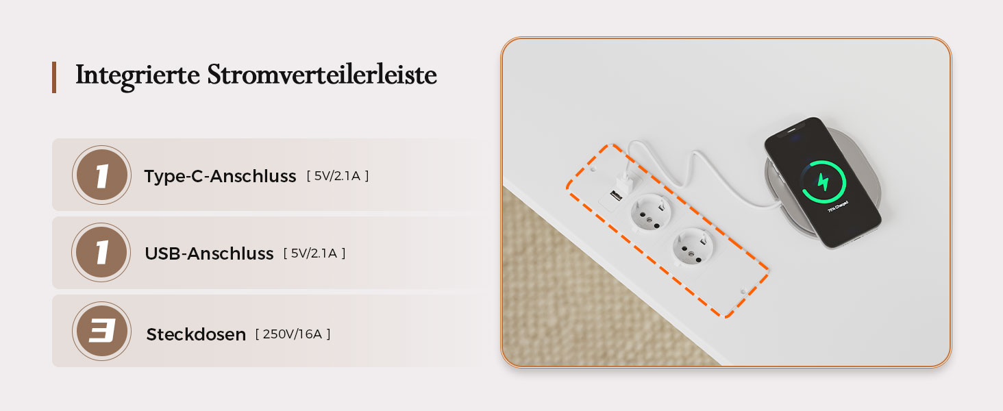 Регульований по висоті письмовий стіл Klicelor з LED-підсвіткою та розетками, 160x80 см, білий — геймерський стіл для офісу з підставкою під монітор та стільницею з 3 частин