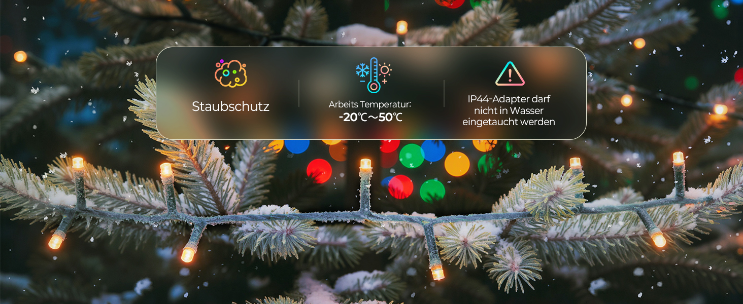 Розумна світлодіодна гірлянда YAYZA! для ялинки 20м, 200 LED RGB (16 млн кольорів), керування через App та пульт, водонепроникна IP44 для дому та вулиці