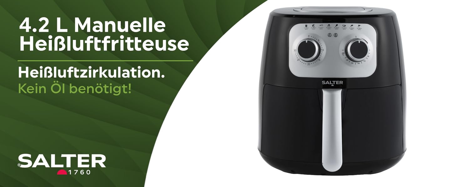 Фритюрниця Salter 4.2 л ручна, без масла, EK6364VDE – мультикухня для приготування м'яса та риби