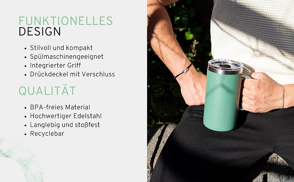 Термокружка 'Neri' 600мл з нержавіючої сталі, з подвійними стінками, вакуумна ізоляція, для кави з собою, BPA Free, миється в посудомийній машині (Турквіс)