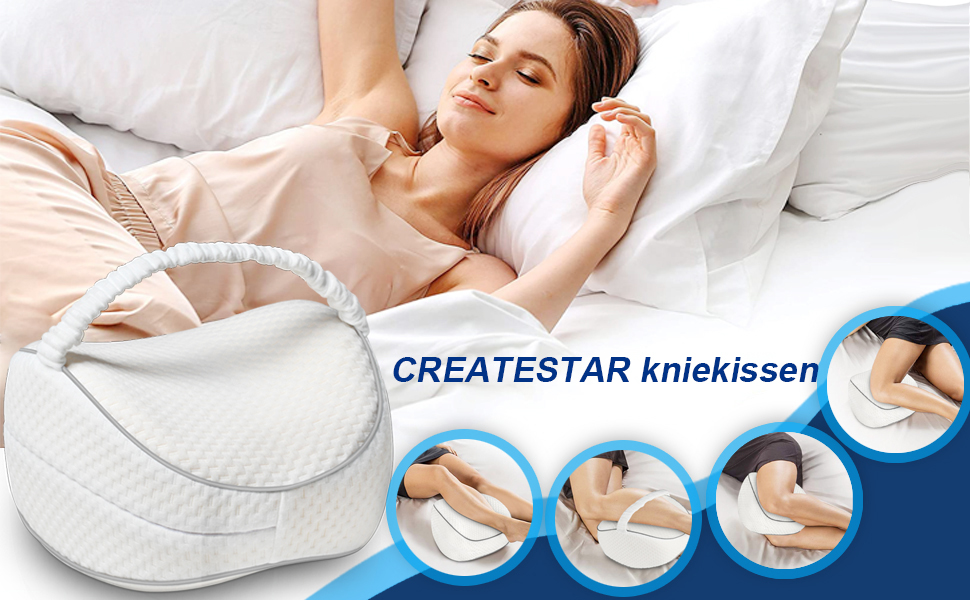 Ергономічна подушка між ніг для сну на боці CREATESTAR з ефектом пам'яті (Memory Foam) зі знімним чохлом