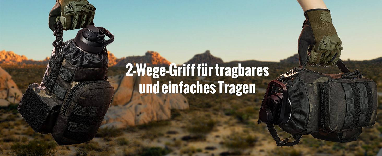 Термос-фляга OneTigris 1.9л (64oz) з чохлом, для спорту, туризму, кемпінгу (камуфляж чорний)