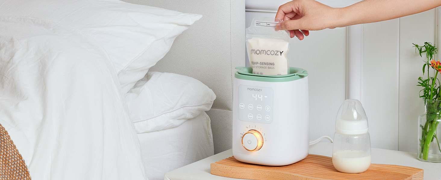 Momcozy Нагрівач для пляшечок Momcozy Nutri-Flaschenwärmer - 9-в-1 з точним контролем температури, нічним світлом, швидким нагрівом та автоматичним вимкненням. Сумісний з усіма пляшками.