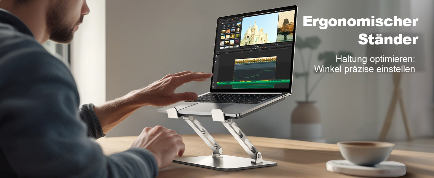 Підставка для ноутбука Babcom Lapdesk з регулюванням висоти та вентиляцією, ергономічна, складна, для MacBook Air/Pro (10-16 дюймів)
