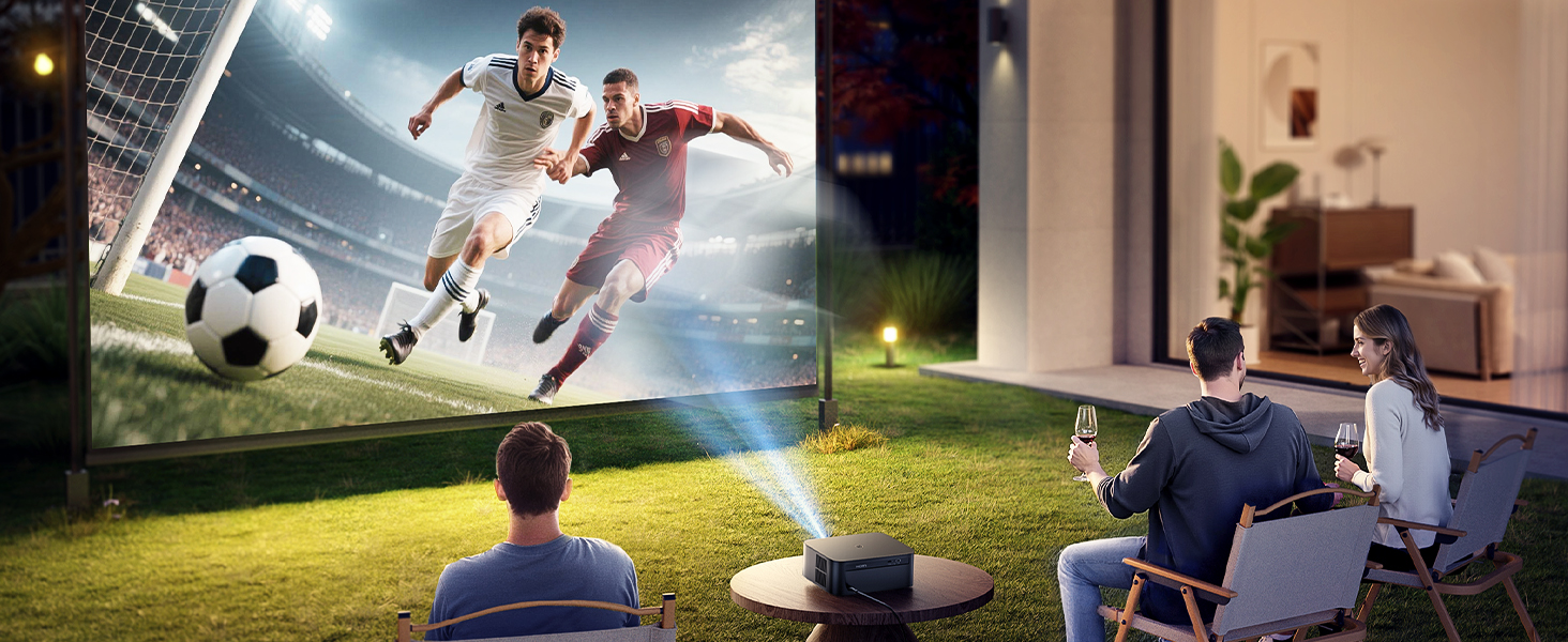 Beamer 4K для дому з Google TV, 1200 ANSI, Netflix, FHD 1080p, автофокус, корекція трапеції, 20W, WiFi6, Bluetooth, для вулиці, чорний