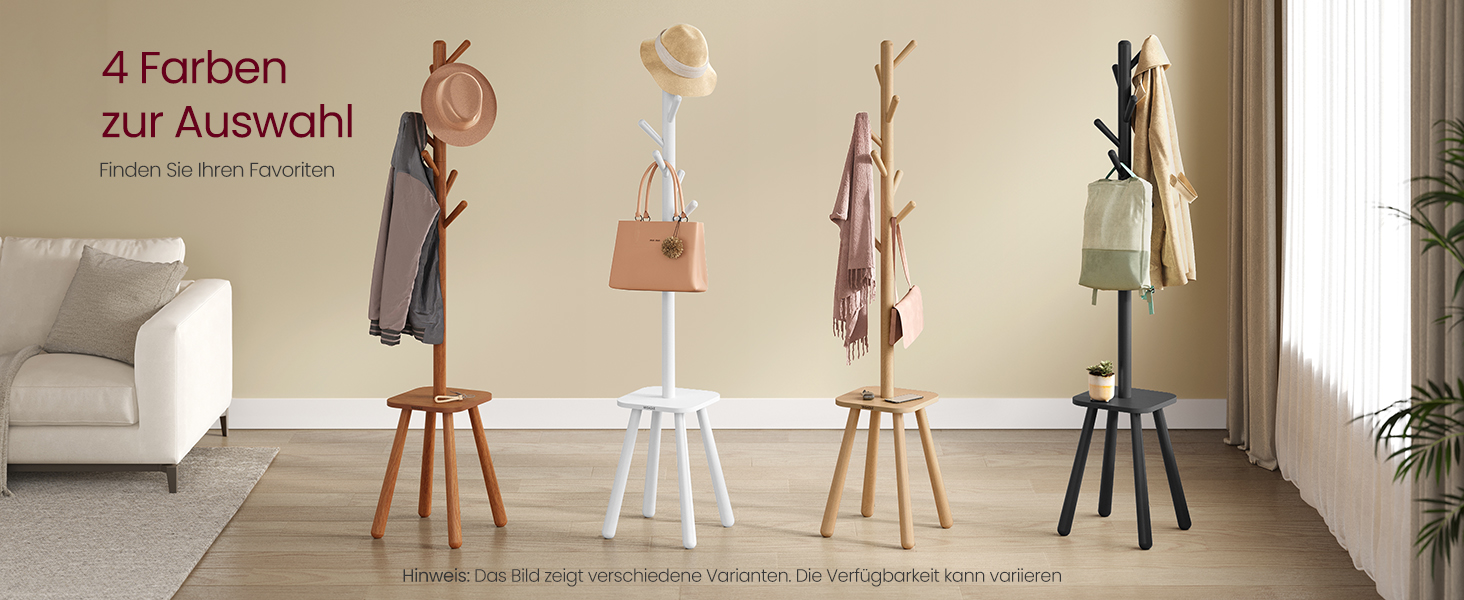 Стійка для одягу VASAGLE з 8 гачками та полицею, 170,5 см, чорний колір, RCR033B01