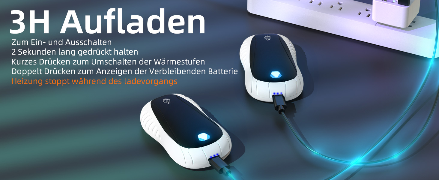 Електричний грілка для рук FANDLISS 5200 mAh (2 шт.) - 3 режими нагріву, для активного відпочинку та зими, подарунок