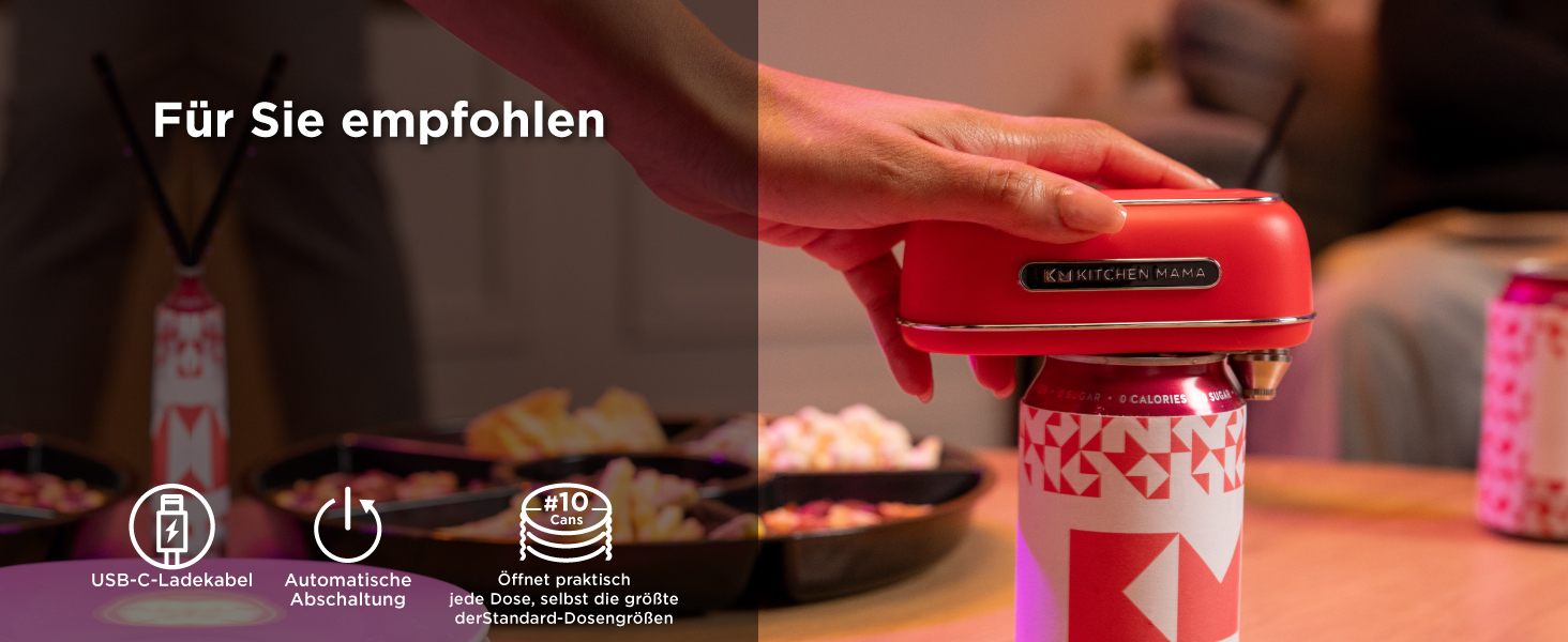 Електричний відкривач консерв Kitchen Mama 2.0: автоматичний, бездротовий, з гладкою кромкою, для безпечного відкривання, працює від батарейок (мармуровий чорний)