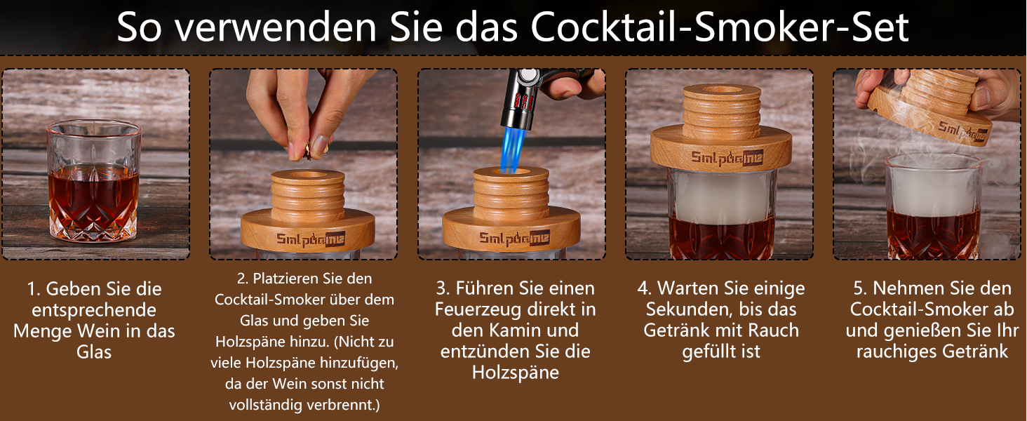 Коктейльний набір для копчення з дерев'яною стружкою (4 види) - подарунок для тата, чоловіка, любителя коктейлів