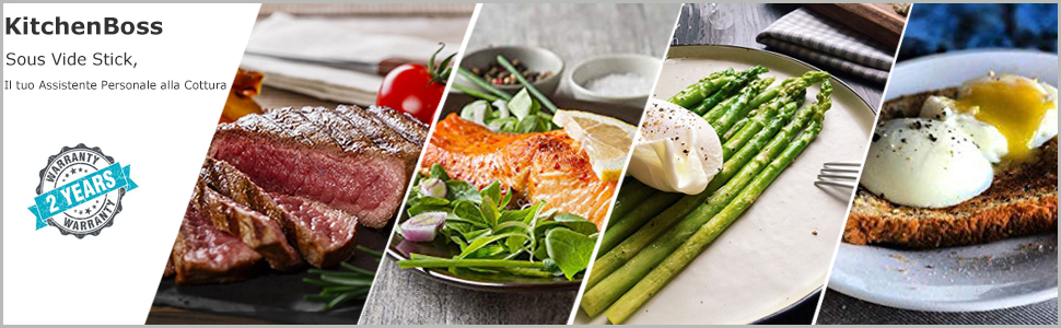 Sous Vide Roner KitchenBoss: Професійний термоциркулятор для кухні з низькою температурою, Slow Cooker, IPX7, водонепроникний, таймер з сенсорним екраном, сріблястий