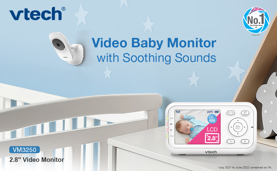 Відеоняня VTech VM3250 з LCD-екраном 7,1 см, нічним баченням, датчиком температури та радіусом дії 300 м