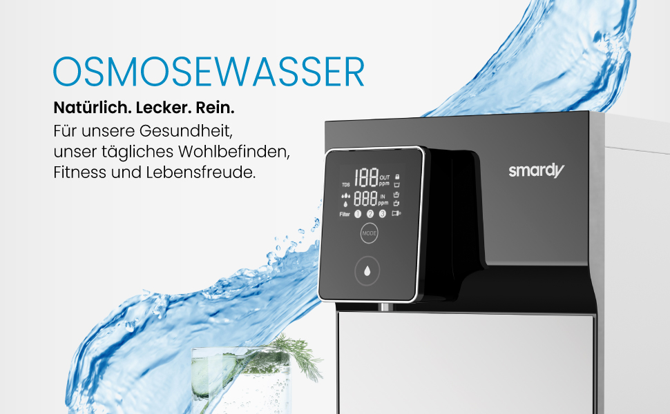 Smardy Blue Miran: Система фільтрації води зворотного осмосу з підігрівом 15-90°C (без підключення до водопроводу)