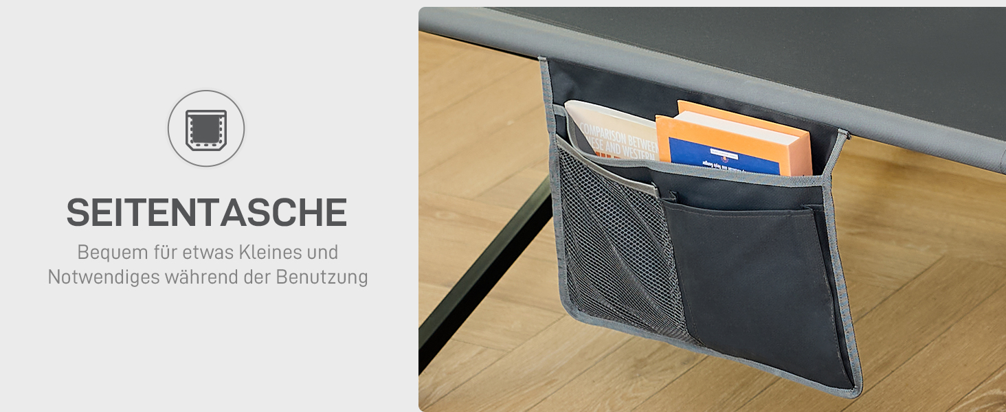 Розкладне ліжко для кемпінгу EVER ADVANCED XXL (214x106 см), посилене кемпінг-ліжко до 300 кг, сіре