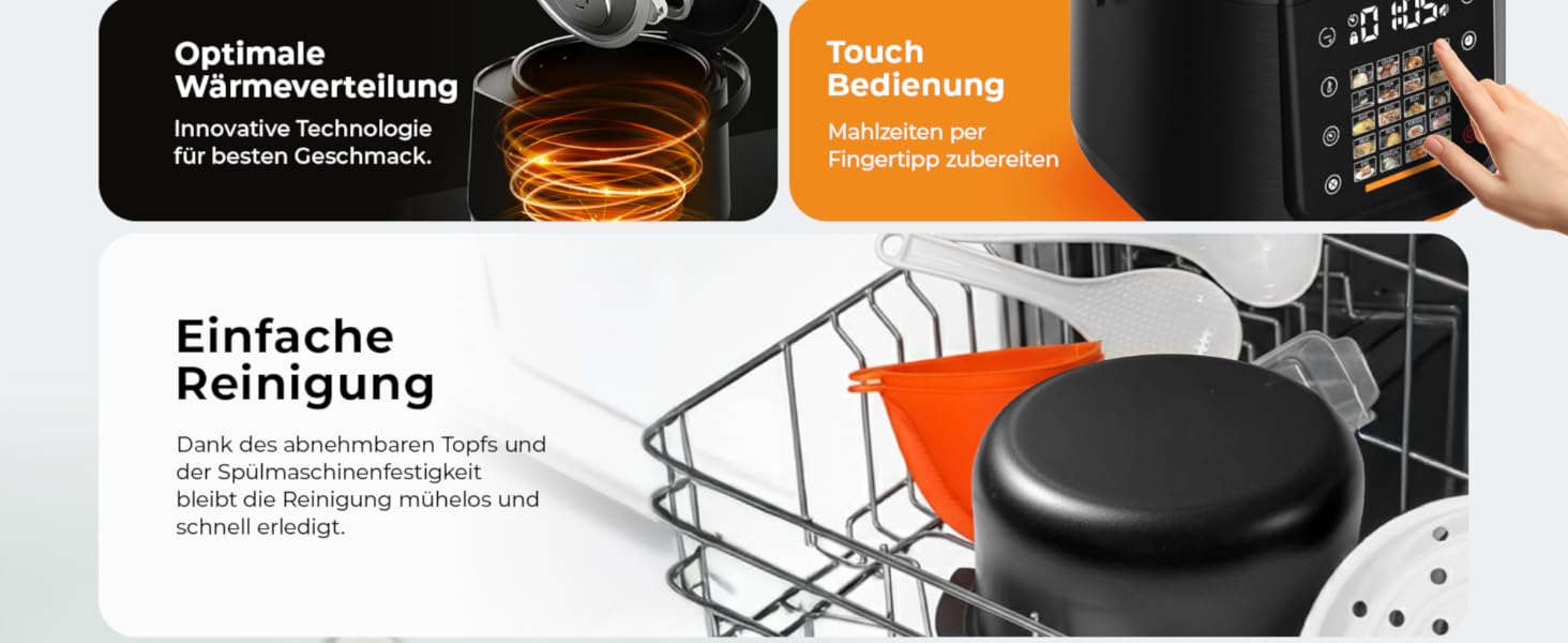 Бальтер рисоварка-мультиварка 4л з Fuzzy Logic, функцією приготування на пару та повільним приготуванням, таймером, підігрівом, преміум-посудинами, аксесуарами та книгою рецептів (20 програм)