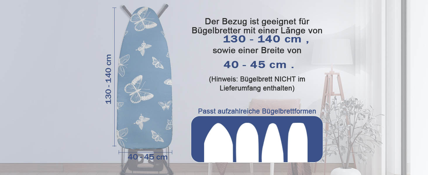 Чохол для прасувальної дошки з товстим шаром підкладки, 120x40, 125x45, еластична стрічка по периметру, липучки, сумісний з прасувальними столами, ідеальний для парогенераторів