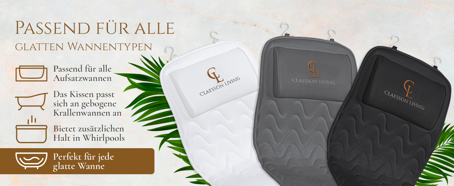 Подушка для ванни для всього тіла 125x43см - Подушка для ванни з підголовником для підтримки шиї, спини та ніг - З мішком для прання та подорожей та гачком для швидкого сушіння - Сіра