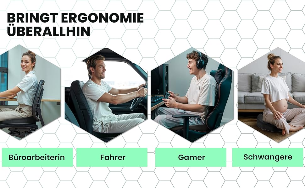 Ортопедична подушка для сидіння – ергономічна, з піною з пам'яті, знімає навантаження з куприка та спини, готова до використання – сертифікована IGR та перевірена Oeko-Tex, ідеальна для офісу, авто, подорожей та вагітності