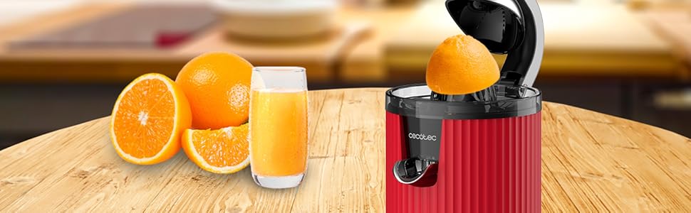Соковижималка для цитрусових Cecotec Xqueeze RetroJuice 600 Red (600 Вт, нержавіюча сталь, червона)
