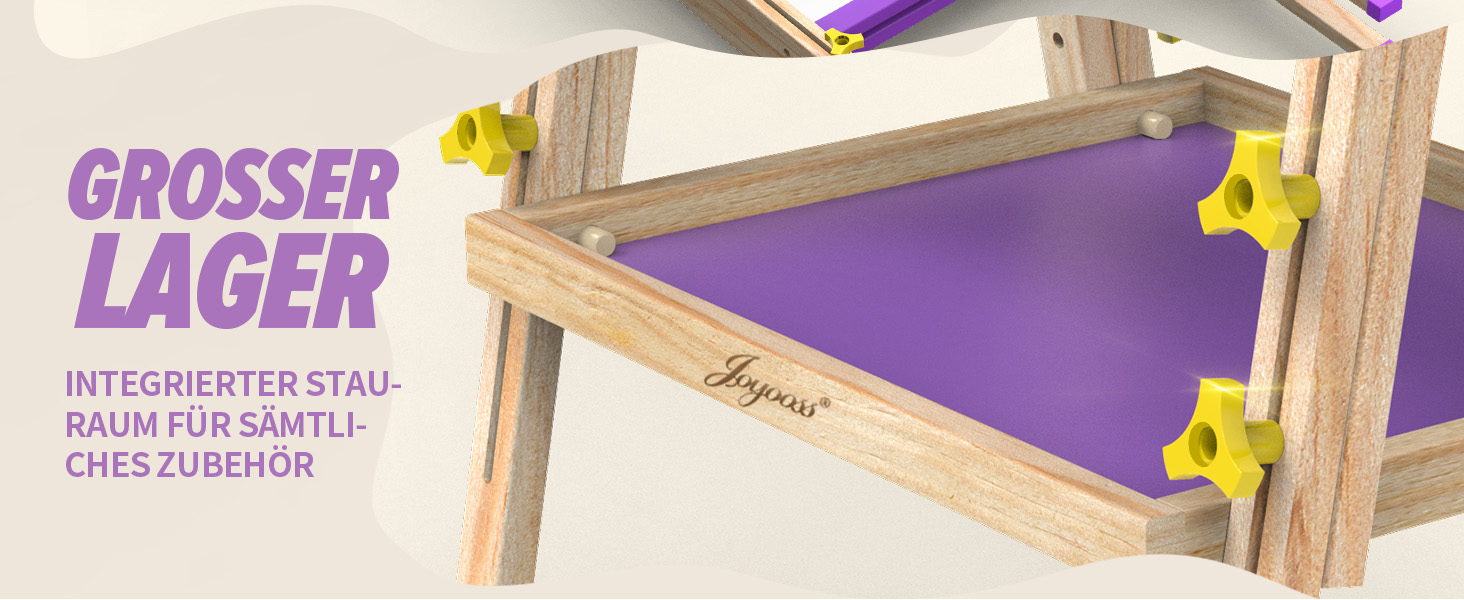 Мольберт Joyooss для дітей, регульований, дерев'яний, двосторонній, сухий маркер, з аксесуарами для малювання, подарунок для малюків 4-8 років (РОЖЕВИЙ)