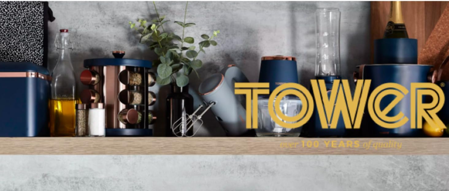 Подрібнювач для салатів Tower Cavaletto T12058MNB, 1 л, 350 Вт, Midnigth Blue & Roségold, для одноразового використання