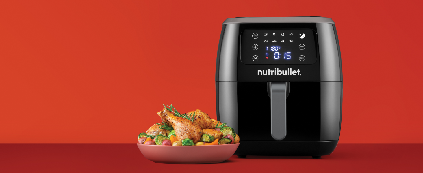 Аерофритюрниця nutribullet Crisplite NBA0611DG, 6л, 1700Вт, сенсорне керування, 8 попередніх налаштувань, без PFAS, матовий чорний