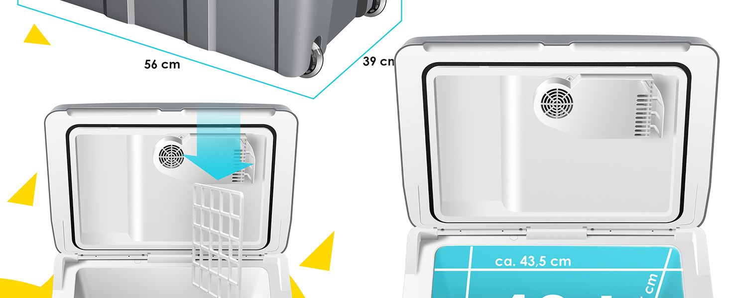 Термохолодильник KESSER® 40L з колесами | 12/230V | Для авто, човна, кемпінгу | Холодильник та підігрівач | ECO/MAX режим | з акумуляторами холоду та тримачами для напоїв