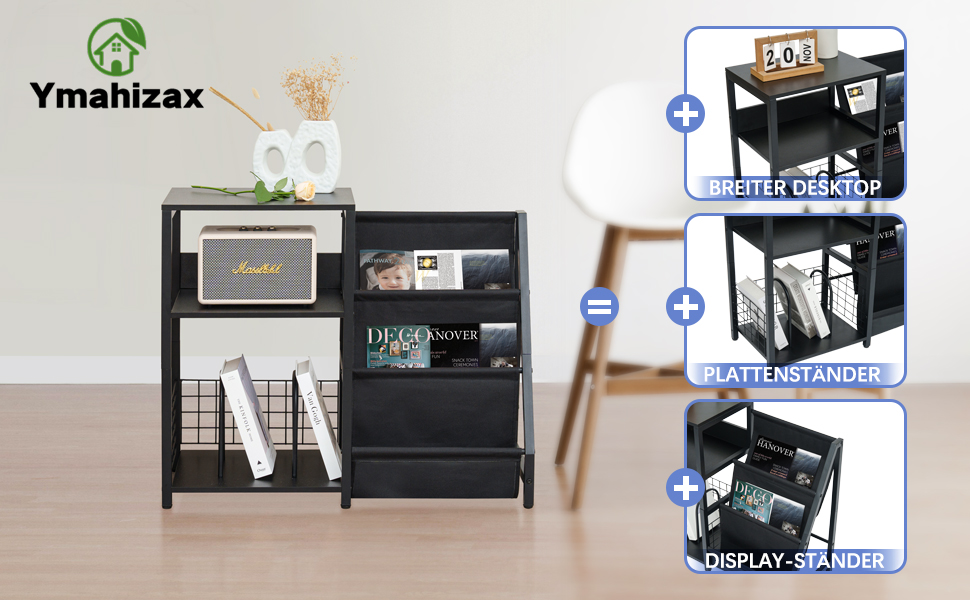 Стійка для програвача вінілу з 3-ярусним зберіганням для 200 альбомів, металевий каркас, CD та Record шафа, стійка для програвача та дерев'яна шафа для платівок для вітальні, кімнати відпочинку