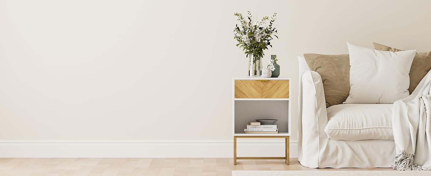 Приліжкові столики з відкритою полицею, білий, 40 x 30 x 60 см