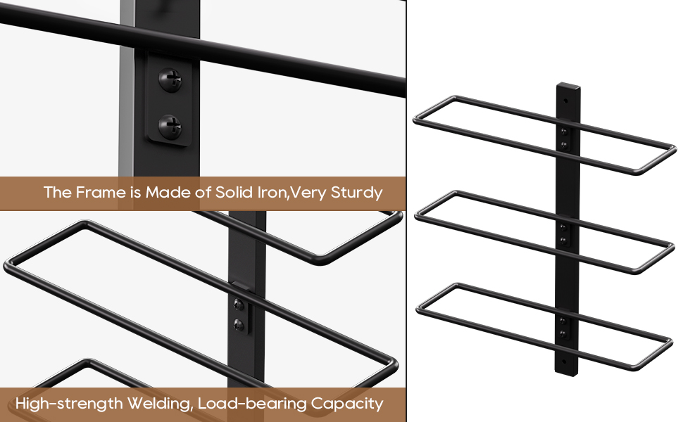 Настінна полиця для вина TJ.MOREE на 12 пляшок, дерев'яний винний стелаж для кухні, бару або їдальні, комплект 4 шт. чорного кольору