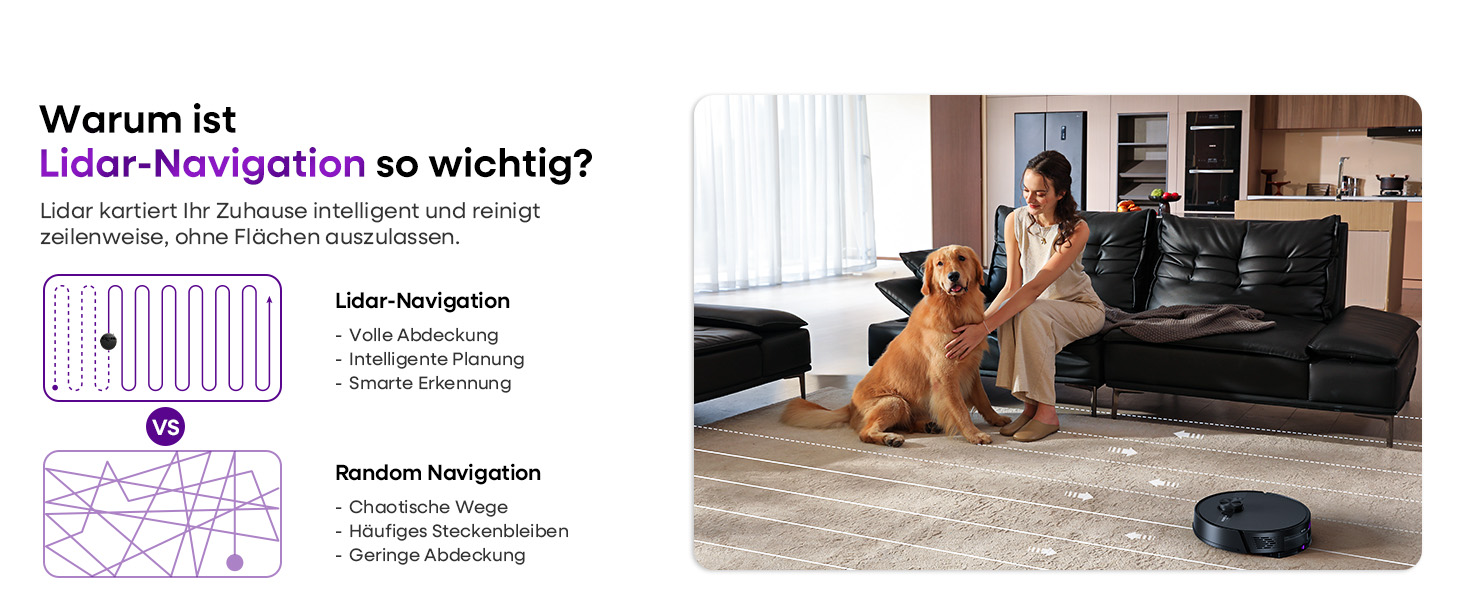 Робот-пилосос MONSGA з функцією миття, 5000Pa, час роботи 180 хв, система захисту від ковтунів, LiDAR навігація, для килимів та шерсті тварин, керування через додаток та пульт (чорний)