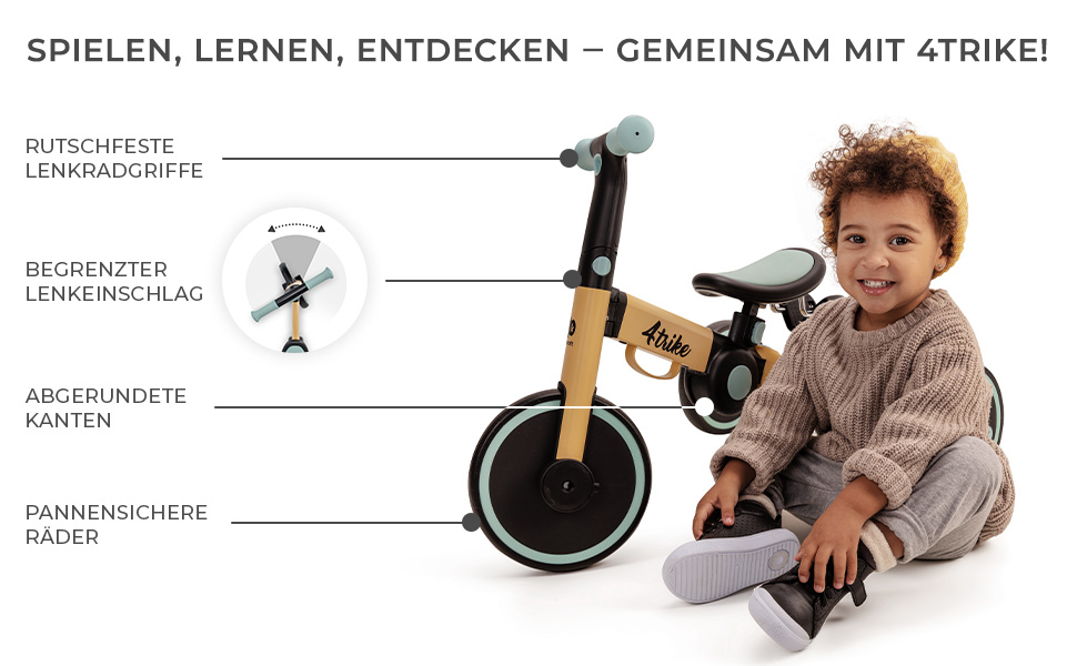 Триколісний велосипед Kinderkraft 4TRIKE 3в1: біговел, самокат, з сидінням, сірий, від 12 міс. до 5 років