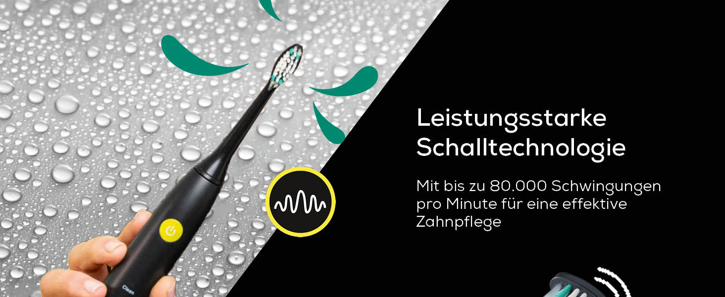 Beurer SC 30 Електрична зубна щітка Jet Black з 4 режимами чищення, 80 000 коливань, таймером та LED-дисплеєм + 2 насадки, корпус з переробленого пластику