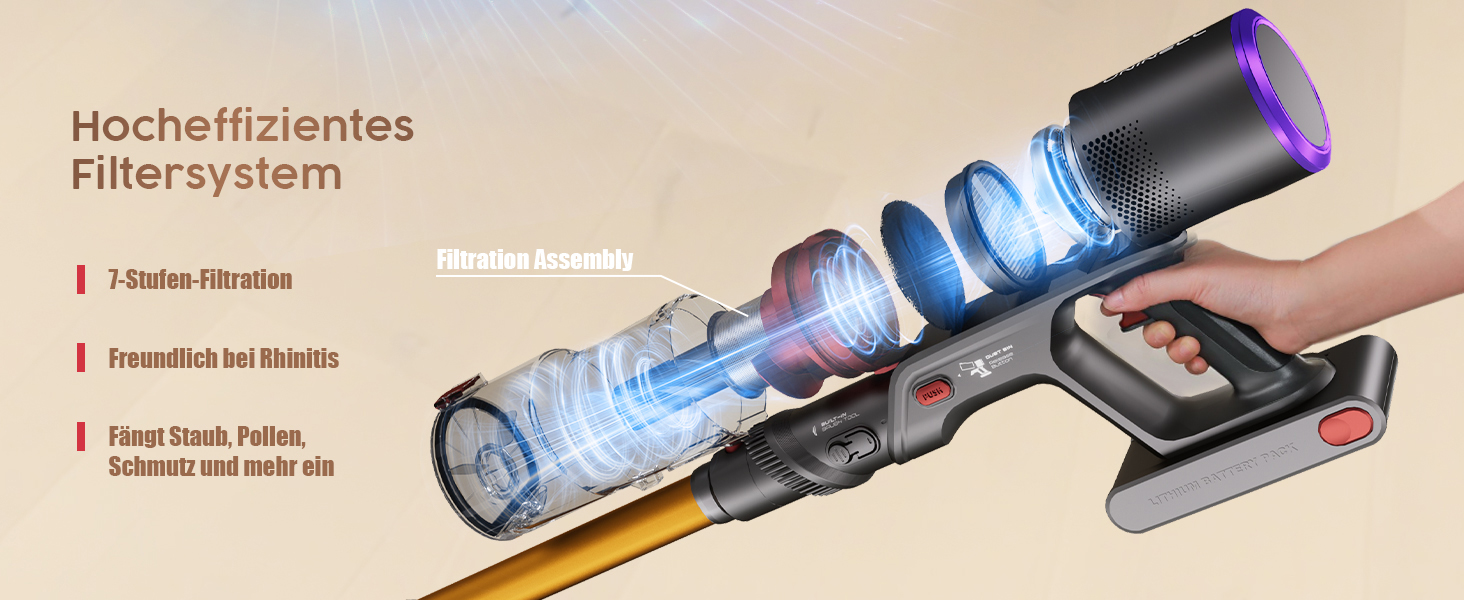 Бездротовий акумуляторний пилосос UNINELL HOME 50000Pa, 580W, 70 хвилин, LED-дисплей, антизаплутана щітка, для твердих поверхонь, килимів, шерсті тварин