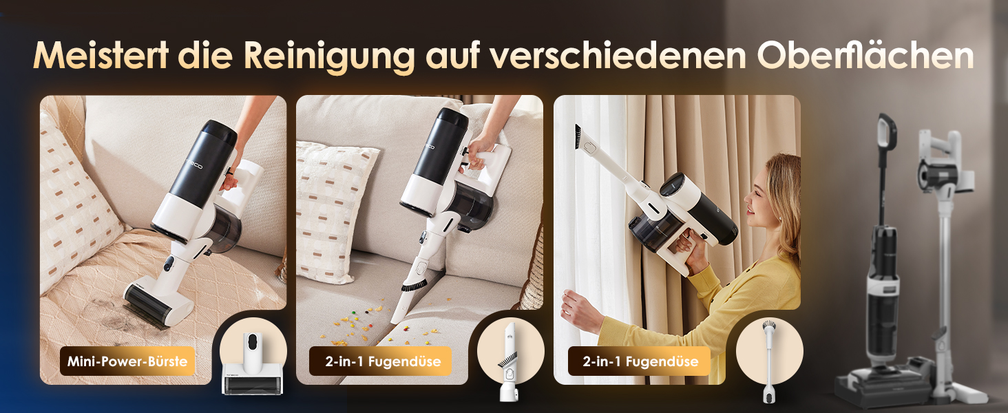 Tineco FLOOR ONE S6 Combo: акумуляторний пилосос 2-в-1 для сухого та вологого прибирання, самоочищення, 60 хв роботи