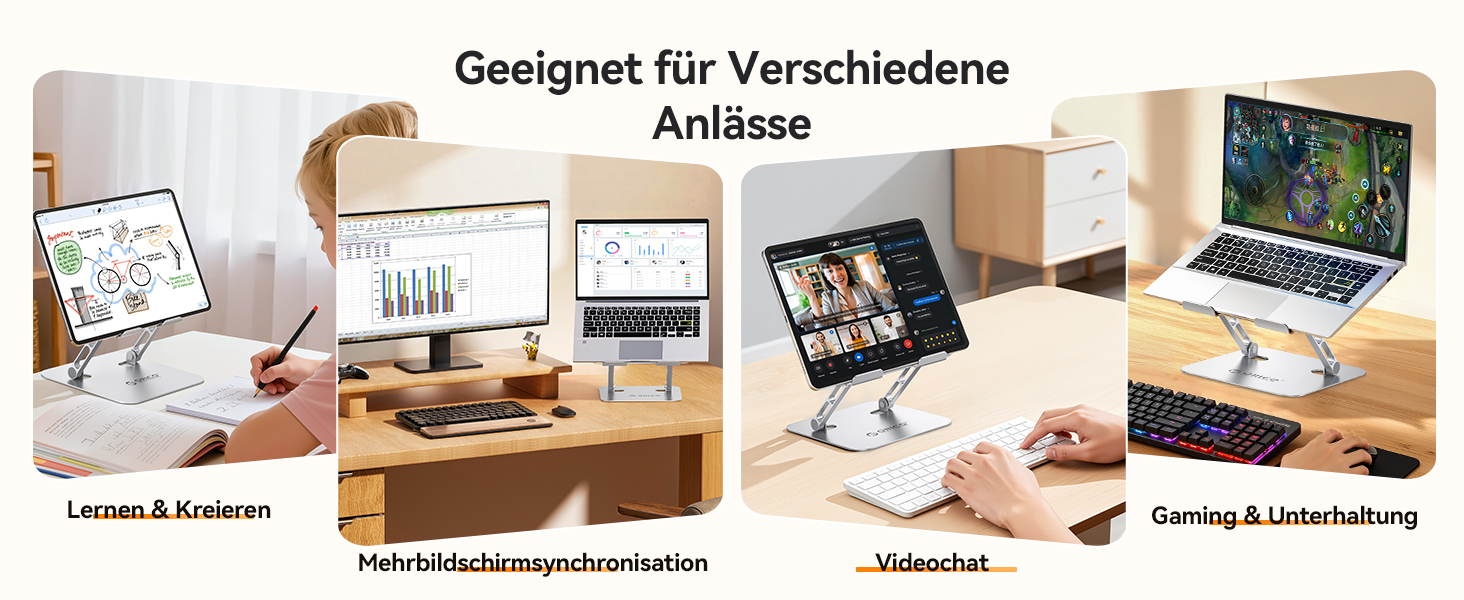 Підставка для ноутбука Orico ST11, регульована висота, складна, алюміній, вентильована, ергономічна, сумісна з MacBook Air/Pro та ноутбуками 10–17