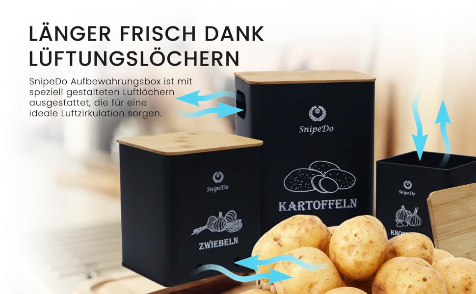 Набір коробок для зберігання картоплі, цибулі та часнику – 3 шт. Металеві овочеві контейнери з картопляницею та очищувачем – чорний колір