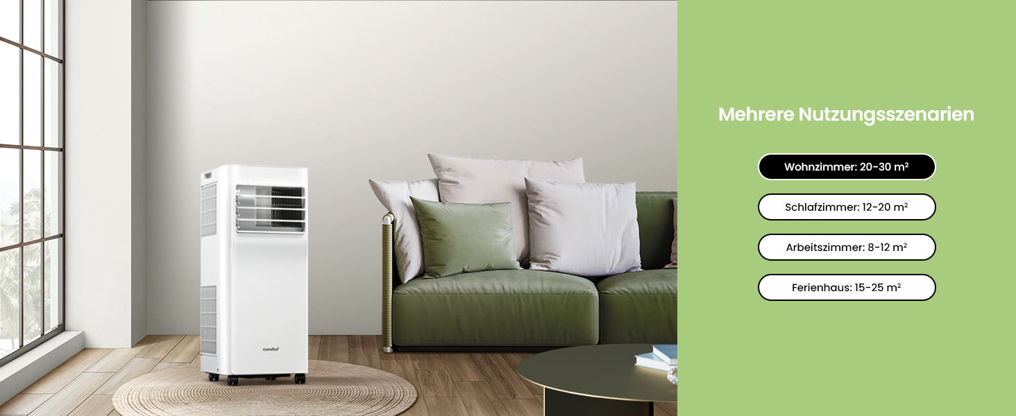 Мобільний кондиціонер Comfee Breezy Cool Pro 2.0 7000 BTU/2.0kW з Wi-Fi, охолодження, вентиляція, осушення – для кімнат до 25 м²