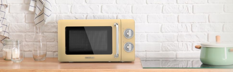 Мікрохвильова піч Cecotec Proclean 3010 Retro, 20 л, 700 Вт, механічне керування, 6 режимів, таймер 30 хв, режим розморожування, вінтажний дизайн, зелена, сталь