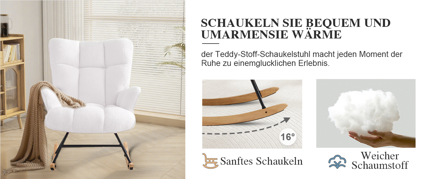 Крісло-гойдалка для годування Stillsessel з підлокітниками, біле, до 136 кг