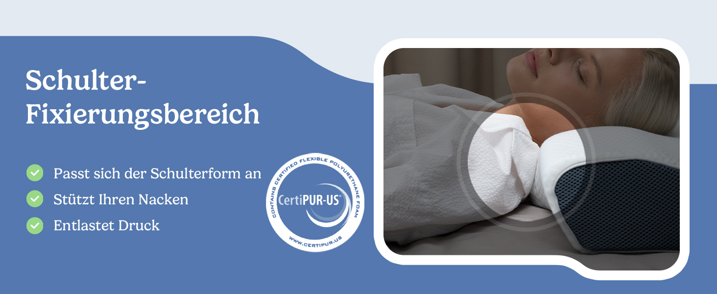 Ортопедична подушка з ефектом пам'яті Derila Memory Foam для шиї та голови, для сну на боці, розмір King Size (60 x 35 см)
