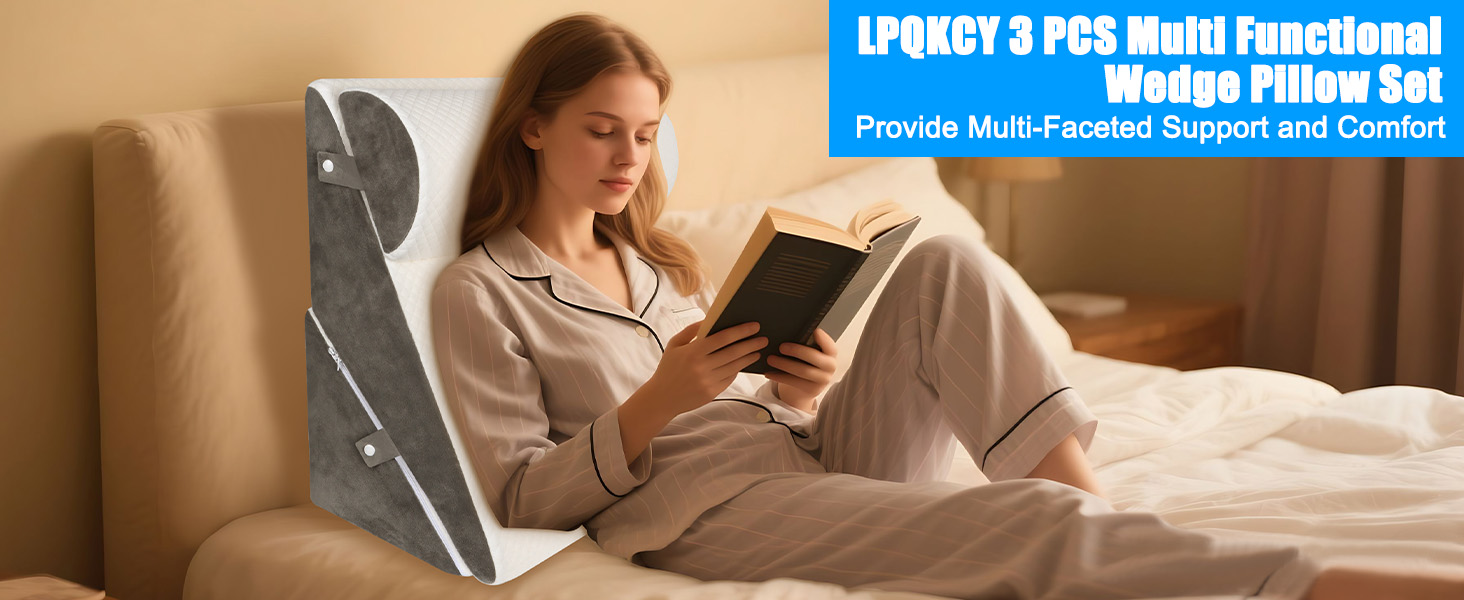 Регульована кліновидна подушка для ліжка та дивана, ортопедична подушка від рефлюксу та хропіння, підтримка спини та ніг, пінополіуретан