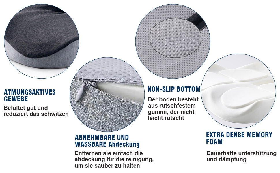 Ортопедична подушка для сидіння ADASSERA: зняття болю, підтримка куприка, покращення кровообігу, ергономічна, для офісу та авто